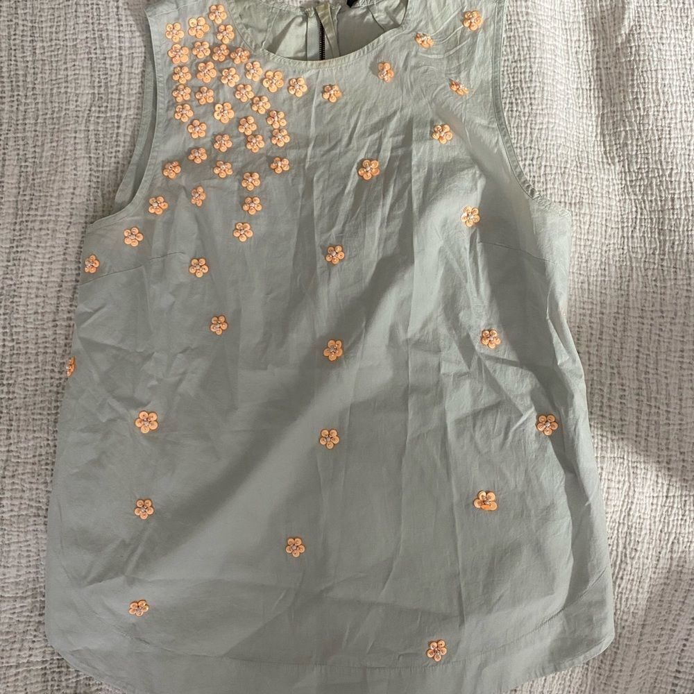 💙 J.Crew Flower Beaded Top - Picture 2 of 5